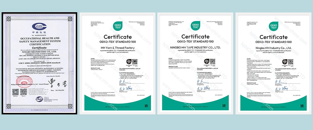 Oeko-TEX Certificate and ISO Certificate