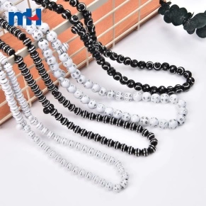 Round Black/White Striped Acrylic Beads