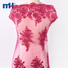 Fushia Floral Corded Lace Fabric
