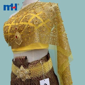 Metallic Gold Thai Embroidery Sabai Sari